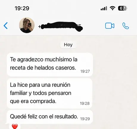 Testimonio de cliente por WhatsApp