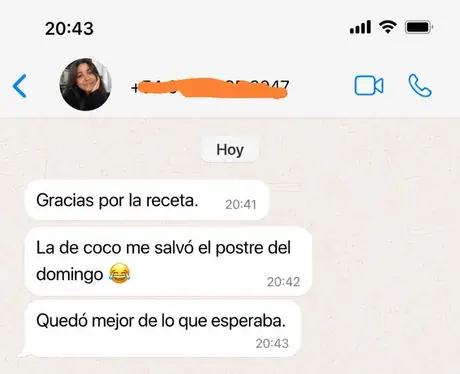 Testimonio de cliente por WhatsApp