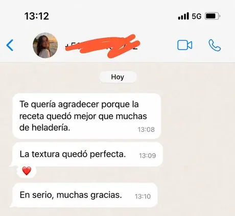 Testimonio de cliente por WhatsApp