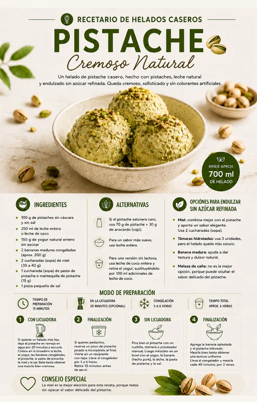 Receta de helado de pistacho