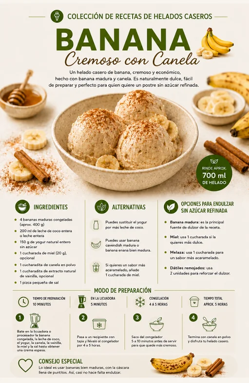 Receta de helado de banana
